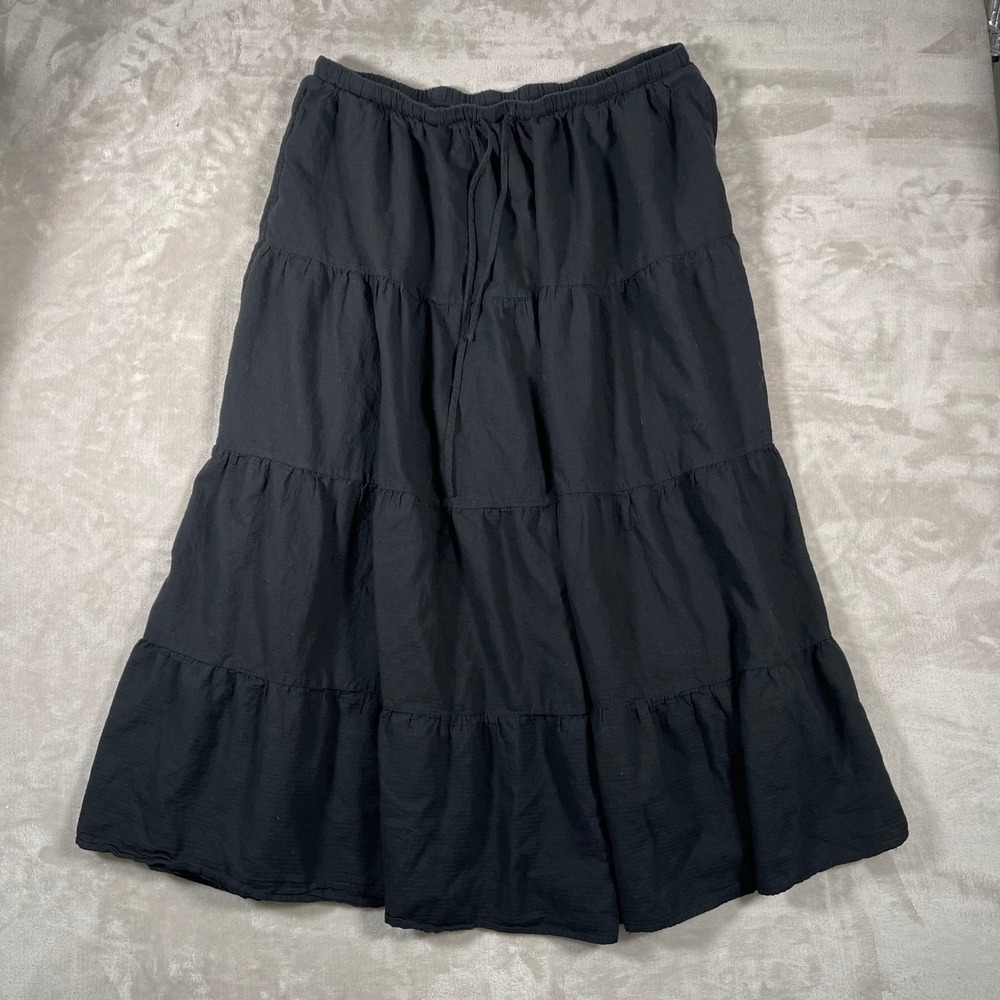 Torrid Women's Maxi Skirt Tiered Minimalist Whimsigoth Flowy 2 (2X) Black